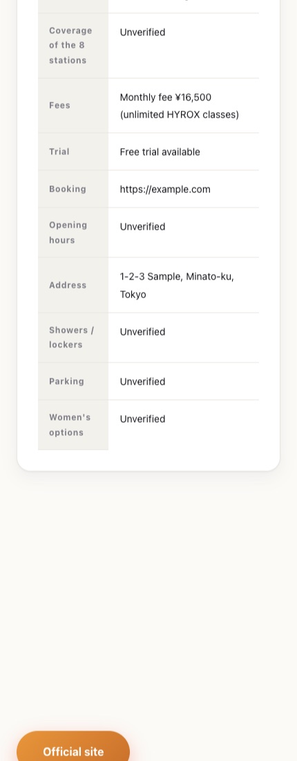 Free listing page (actual screen)